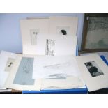 # Folio of Pencil, Graphite, Pen and Ink Sketches, predominantly female nude studies, five female