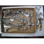 Hallmarked Silver Handled Button Hooks, Shoe Horn, together with assorted plated cutlery,