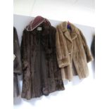 A Chestnut Brown Ladies Fur Coat, retailed by Costello of Sheffield, slightly flared style with