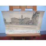 # Henry Rushberry Pencil Drawing of Debtors Prison, York, signed and titled lower centre, 32 x