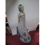 A Lladro Art Deco Style Figure of a Lady, with puppy, impressed A17M.