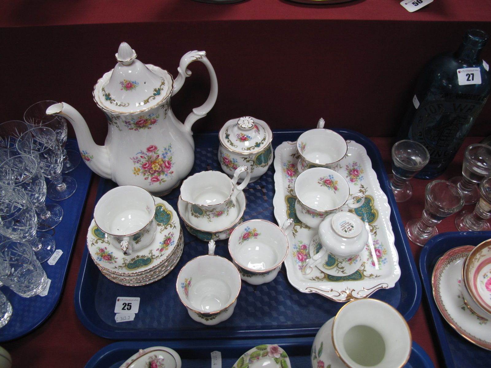 Factory Seconds Royal Albert "Berkeley" Pattern Tea Service, comprising teapot, cream jug, sugar