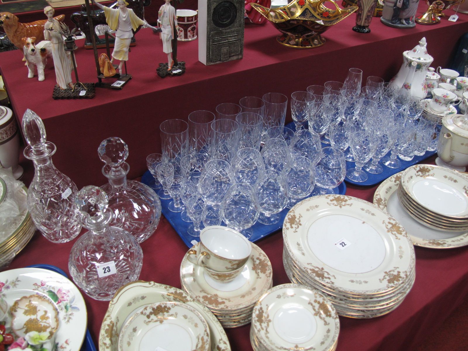 A Quantity of Lead Crystal Glassware, including three decanters, wines, liqueur, brandy glasses,