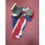 An Early XX Century Cotton Union Jack, and two circa 1940's gas masks, (boxed in canvas covers),