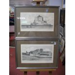 # John Sell Cotman Pair of Engravings 'Castle at Dieppe', and Mont St. Michael.