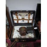 An Early 1900's Motorists Picnic Set, with Art Deco crockery by "Garrison", copper kettle, horn