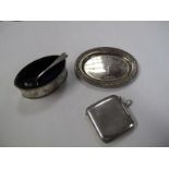 A Hallmarked Silver Salt, with blue glass liner, together with a hallmarked silver vesta case, an