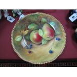A Coalport Bone China Cabinet Plate, handpainted with apple, pear and berries, signed J. Mottram,