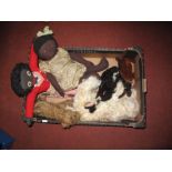 A Quantity of Mid XX Century Soft Toys, including a Golly, pyjama case in the form of a dog, a dog