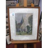 H.F.Constantine Watercolour, 'Old Church, Northolt', 34.5 x 26cms, signed lower right, label details