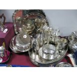 Assorted Plated Ware, including trays, teaset, vase, muffin dish, cafe au lait set, entree dishes