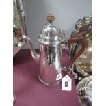A Hallmarked Silver Coffee Pot, Brook & Son, Sheffield 1935, of plain cylindrical form, with domed