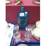 "The Property of Job Wragg Birmingham and Shirley" Blue Glass Soda Siphon Bottle, (damaged) together