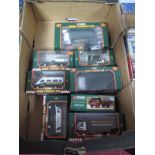 Eight Corgi Eddie Stobart Based Vehicles. Including No. 60024 Forklift and Box Van, No. 30202 Thames