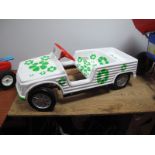 A 1970's French Citroen Mehari Childs Pedal Car. Appears complete with white plastic body over red