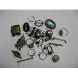 Assorted Dress Rings, together with a wristwatch head (lacking strap), necklace, brooches etc.