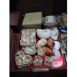 Shell Covered Boxes, mother of pearl and other sea shells, etc:- One Tray