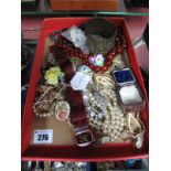 Assorted Costume Jewellery, including bracelets, beads, imitation pearls, brooches etc :- One Box