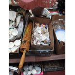 A Large Assortment of Souvenir Items, bamboo parasol, posies, glassware, etc:- Three Boxes