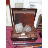 A XIX Century Mahogany Sewing Box, with compartmented lift out tray and hinged lid, with twin loop