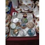 A Collection of Victorian and Later Paperweights, including coastal souvenir, Mason's, Queens