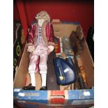 A Papier Mache Model of a Standing Gentleman in Period Costume, two pianola rolls, diecast, loose GB