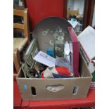 Union Jack, desk stand, pipes, cosmetics, etc:- Two Boxes