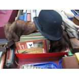 Two Split Cane Fishing Rods, floats, books, Dunn & Co. bowler hat, fur wrap.