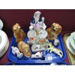 Staffordshire Pottery Figures, dogs, etc:- One Tray