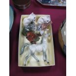 A Goebel Model Dapple Grey Horse, three Beswick model kittens (two white), Beswick robin and