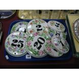 Cinque Ports Pottery Hand Painted Number Plaques :- One Tray