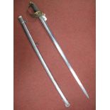An 1845 Pattern British Infantry Offices Sword. Approximately 82cms fullered slightly curved