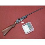 A Webley Service Air Rifle MkII 0.22 Calibre, leave spring barrel release. Walnut stock. Some