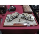 A Well Made WWII Model Diorama, entitled "Long Range Desert Group", depicting two vehicles and a