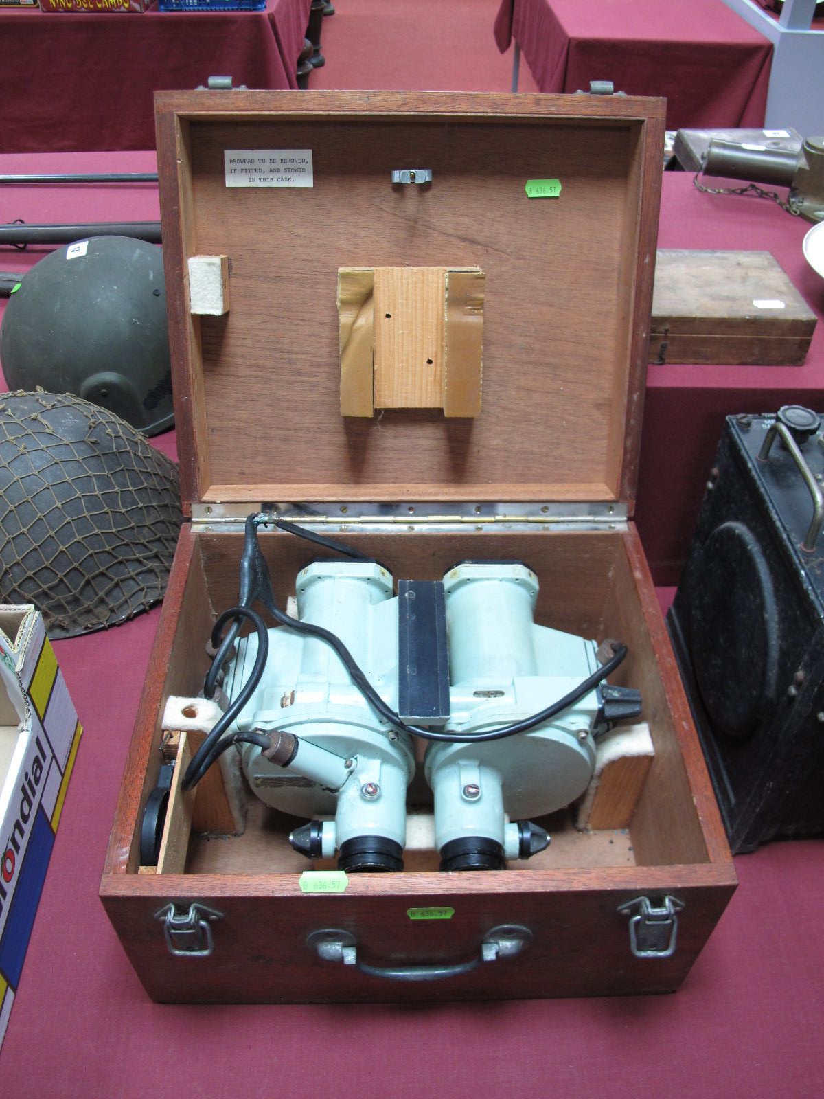A Pair of Military, Possibly Naval Electric Rangefinder (?) Binoculars, approximately 11½" wide (