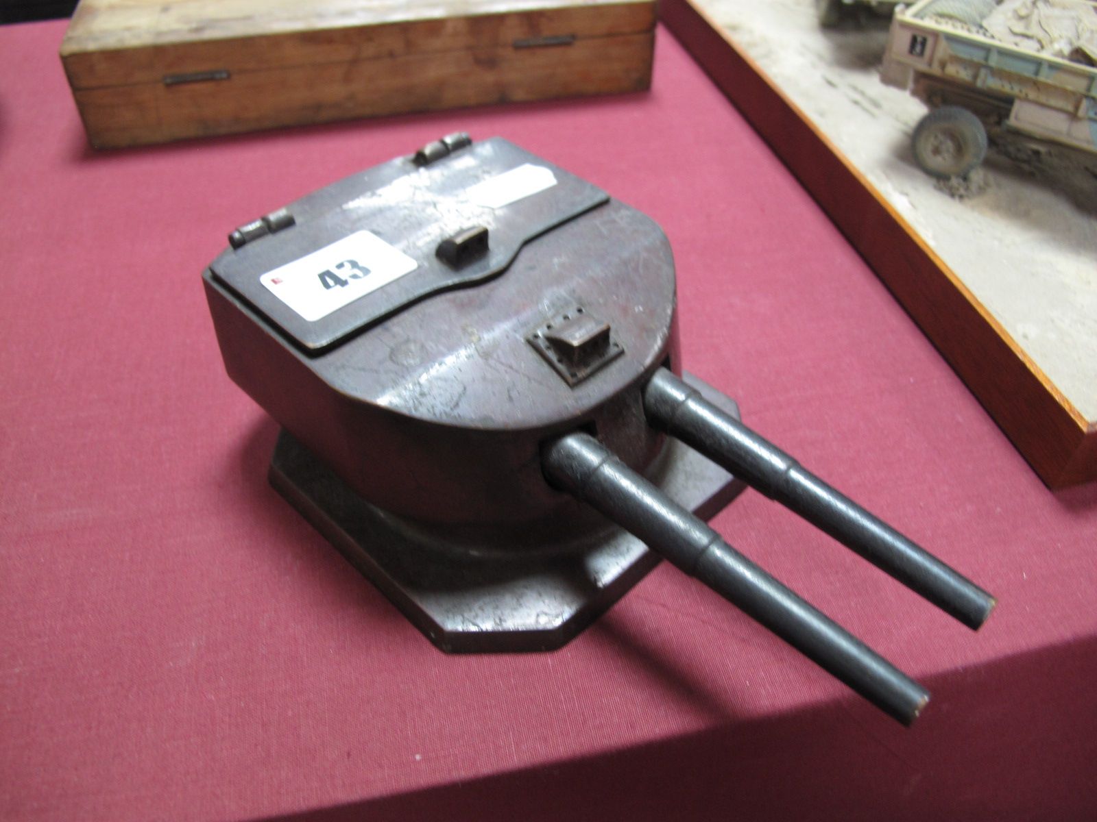 A Cast Ink Well in the Form of a Gun Turret, made from metal from HMS Tiger, a WWII Battlecruiser