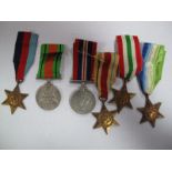 A Group of Six WWII Medals, comprising War Medal, Defence Medal, 1939-45 Star, Italy Star,