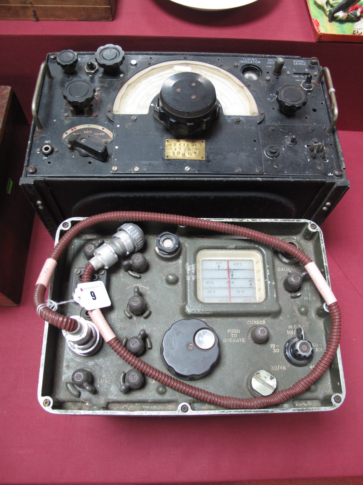 A Marconi R1155 Radio Receiver Mid XX Century, often used in Lancaster Bombers, plus a later