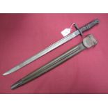 American P17 WWI Bayonet, by Remington. Fullered 43cms blade, complete with scabbard and belt