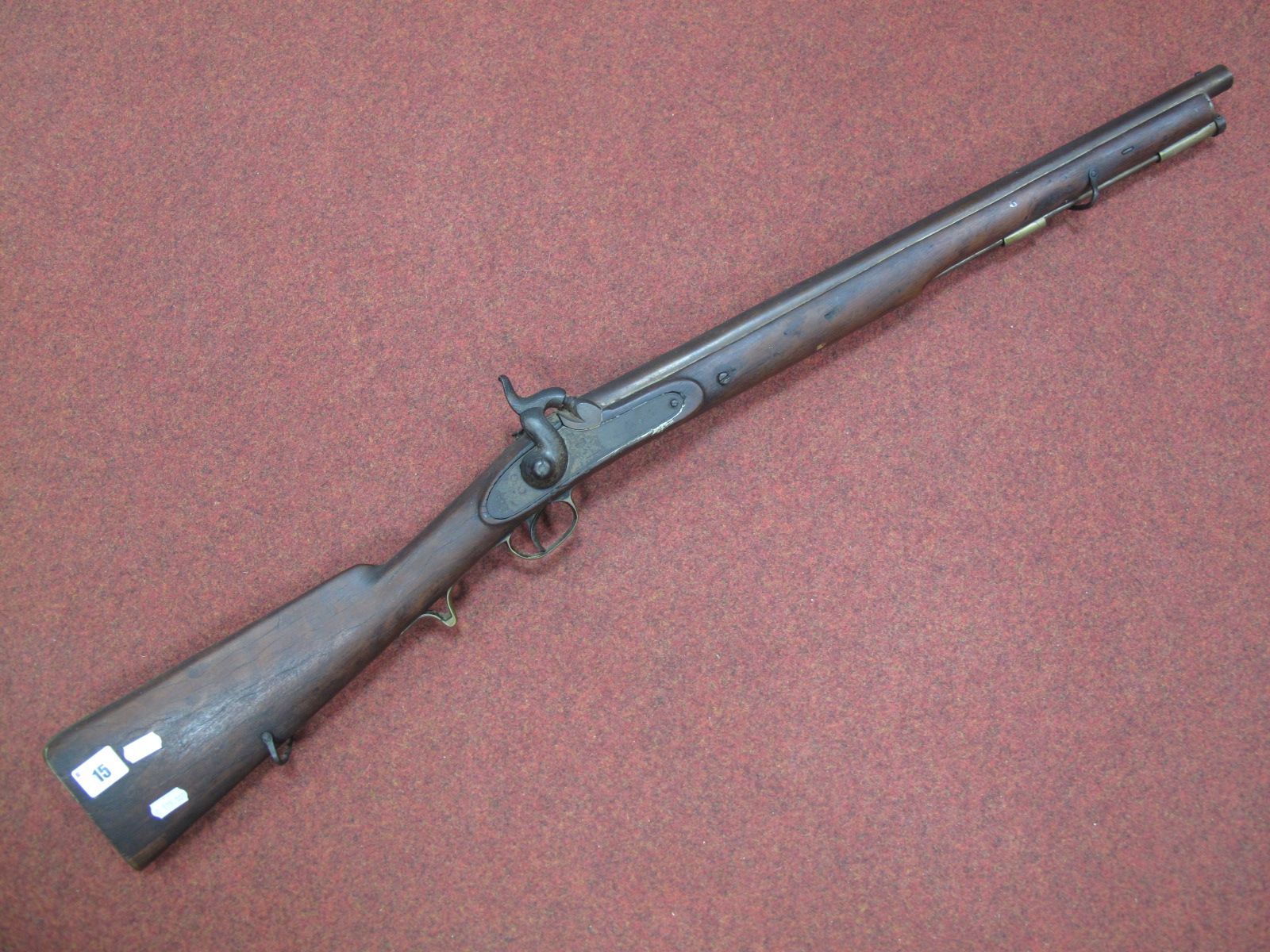 A Mid XIX Century Percussion Carbine of Indian or Similar Origin. Barrel and lock stamped. Re-