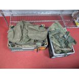 A Quantity of Mid XX Century and Later Military Canvass Bags, webbed belts and associated items.