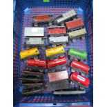 Twenty-One Dublo Goods Wagons. Including Shell, Mobil, Power and Royal Daylight tankers, coal