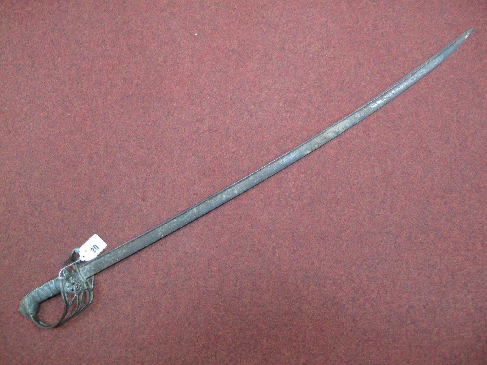 A British George IV 1822 Pattern Infantry Officers Sword, fish skin grip with wire, knuckle guard