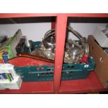 A Quantity of Plated Ware, including goblets, trays, teapots, etc:- One Box
