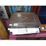 A XIX Century Inlaid Mahogany Box, with lift out tray, containing letters, newspaper cuttings,
