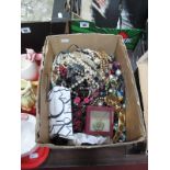 A Large Mixed Lot of Assorted Costume Jewellery, including beads, necklaces, chains etc :- One Box