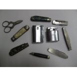 Assorted Folding Pocket Knives, lighters etc.