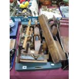 Woodworkers Tools, moulding and jack planes, Depledge brass mounted drill, etc:- One Box