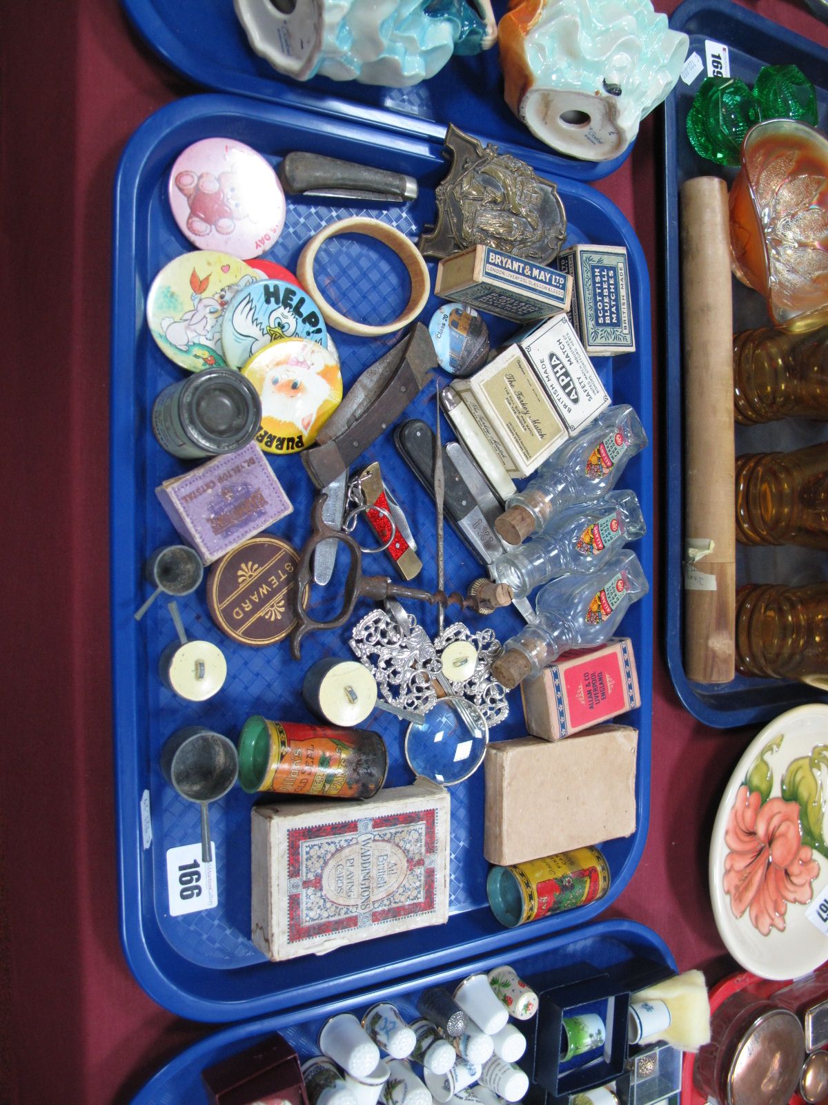 WWII Recognition Cards (Planes), penknives, full matchboxes, toy saucepans, sweet jars, etc.