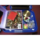 Ladies Costume Jewellery, compacts, glass prism, ladies watches, etc:- One Tray